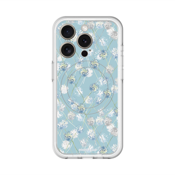 スリムプロテクションプレミアムケース with MagSafe［ 日比谷花壇 - DelicateGeometry - ライトブルー ］