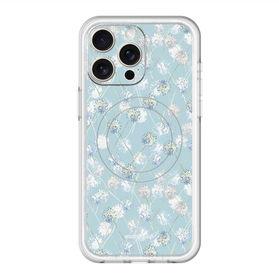 スリムプロテクションプレミアムケース with MagSafe［ 日比谷花壇 - DelicateGeometry - ライトブルー ］