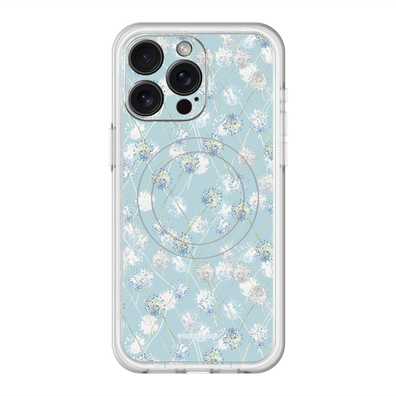 スリムプロテクションプレミアムケース with MagSafe［ 日比谷花壇 - DelicateGeometry - ライトブルー ］