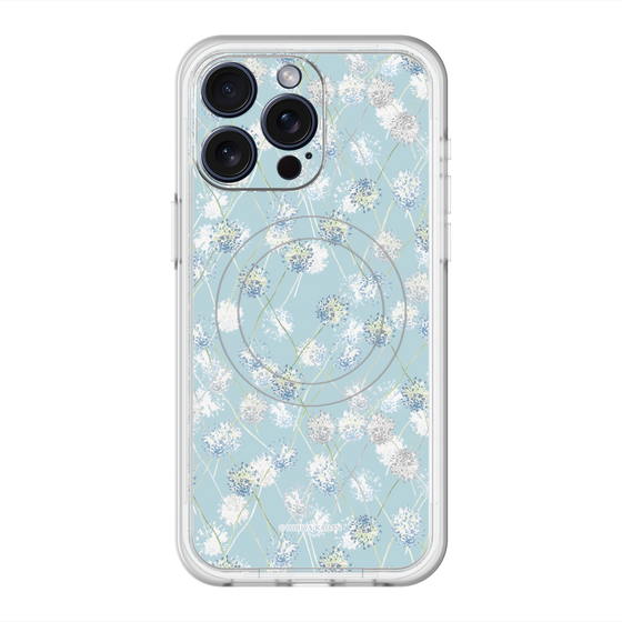 スリムプロテクションプレミアムケース with MagSafe［ 日比谷花壇 - DelicateGeometry - ライトブルー ］