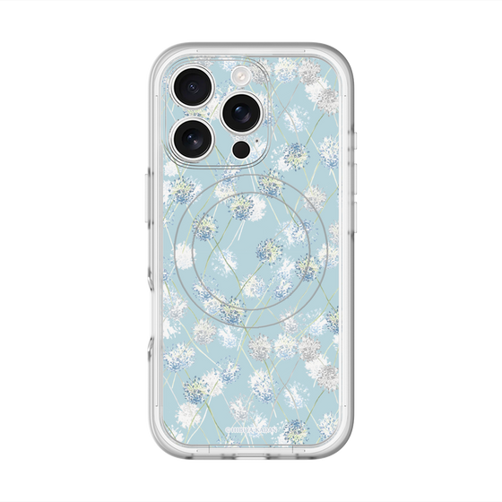 スリムプロテクションプレミアムケース with MagSafe［ 日比谷花壇 - DelicateGeometry - ライトブルー ］