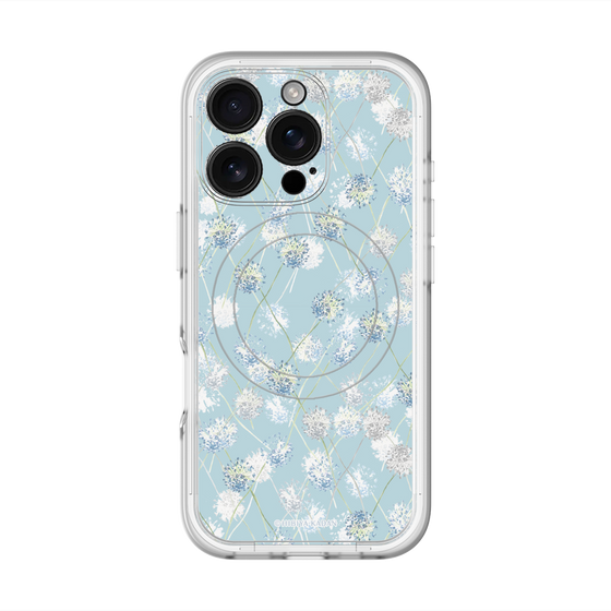 スリムプロテクションプレミアムケース with MagSafe［ 日比谷花壇 - DelicateGeometry - ライトブルー ］