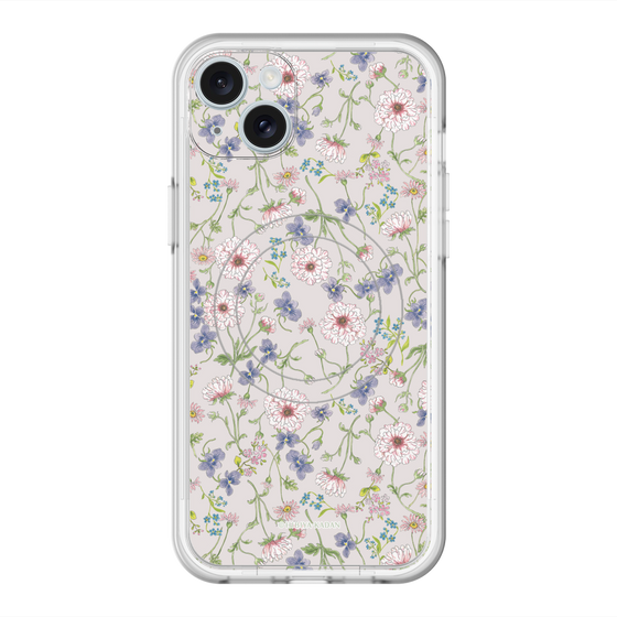スリムプロテクションプレミアムケース with MagSafe［ 日比谷花壇 - FloralSymphony - ベージュ ］