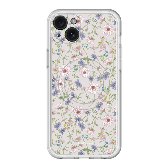 スリムプロテクションプレミアムケース with MagSafe［ 日比谷花壇 - FloralSymphony - ベージュ ］