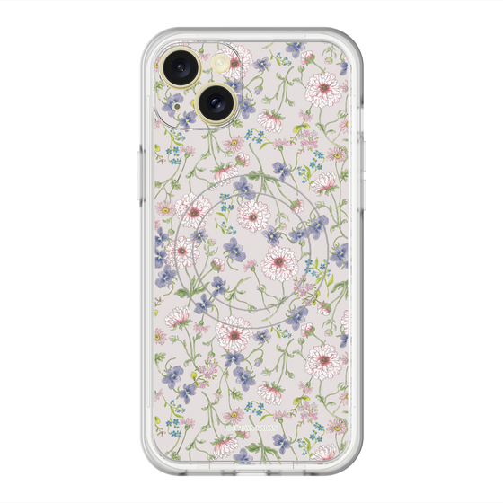 スリムプロテクションプレミアムケース with MagSafe［ 日比谷花壇 - FloralSymphony - ベージュ ］