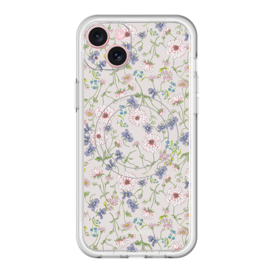 スリムプロテクションプレミアムケース with MagSafe［ 日比谷花壇 - FloralSymphony - ベージュ ］