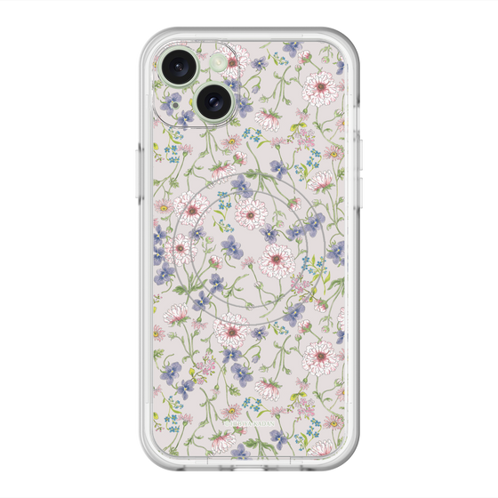 スリムプロテクションプレミアムケース with MagSafe［ 日比谷花壇 - FloralSymphony - ベージュ ］