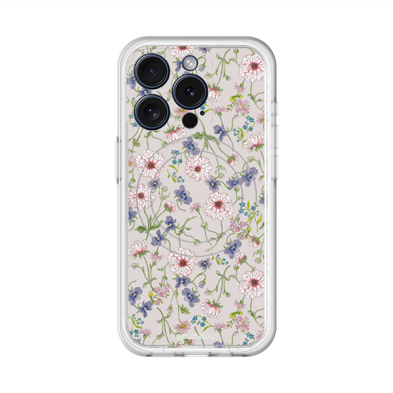 スリムプロテクションプレミアムケース with MagSafe［ 日比谷花壇 - FloralSymphony - ベージュ ］
