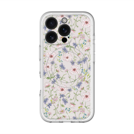 スリムプロテクションプレミアムケース with MagSafe［ 日比谷花壇 - FloralSymphony - ベージュ ］
