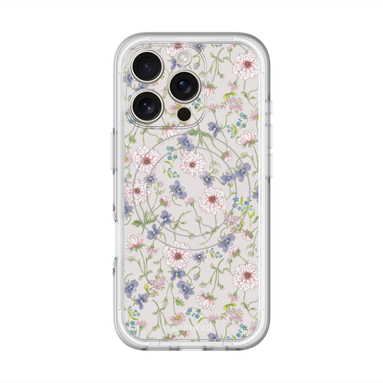 スリムプロテクションプレミアムケース with MagSafe［ 日比谷花壇 - FloralSymphony - ベージュ ］