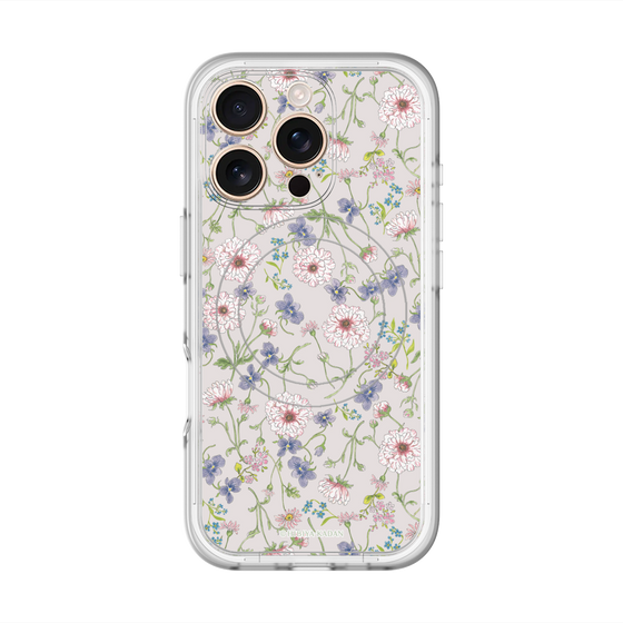 スリムプロテクションプレミアムケース with MagSafe［ 日比谷花壇 - FloralSymphony - ベージュ ］
