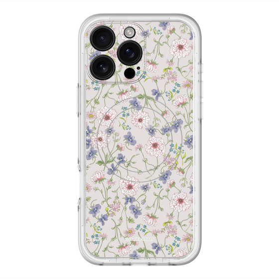 スリムプロテクションプレミアムケース with MagSafe［ 日比谷花壇 - FloralSymphony - ベージュ ］