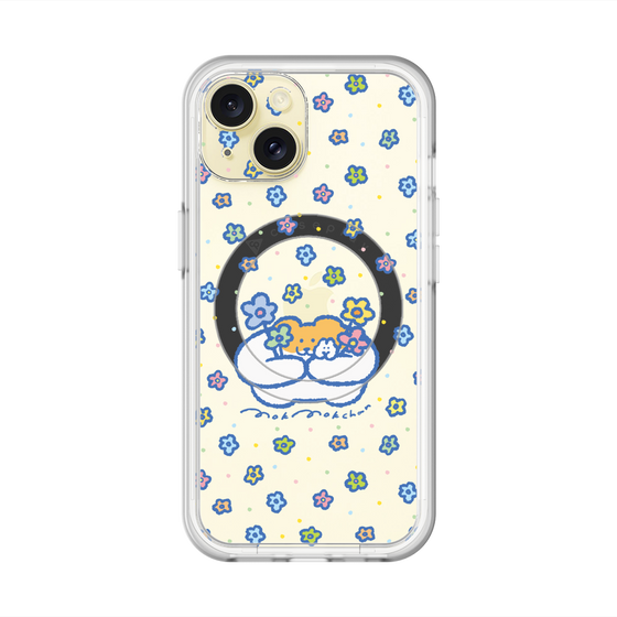 スリムプロテクションプレミアムケース with MagSafe［ もくもくちゃん - フラワー ］