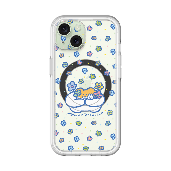 スリムプロテクションプレミアムケース with MagSafe［ もくもくちゃん - フラワー ］