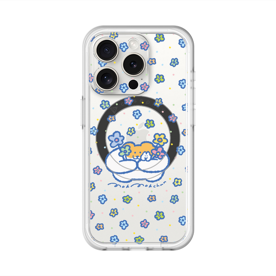 スリムプロテクションプレミアムケース with MagSafe［ もくもくちゃん - フラワー ］