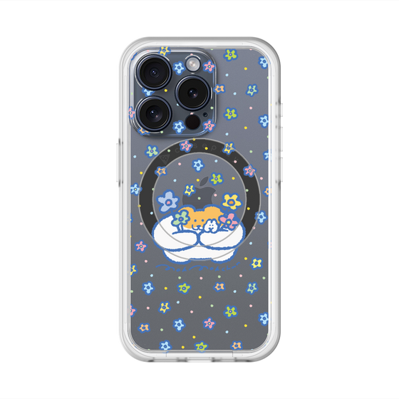 スリムプロテクションプレミアムケース with MagSafe［ もくもくちゃん - フラワー ］