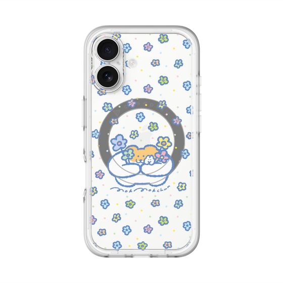スリムプロテクションプレミアムケース with MagSafe［ もくもくちゃん - フラワー ］
