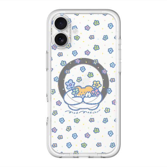 スリムプロテクションプレミアムケース with MagSafe［ もくもくちゃん - フラワー ］