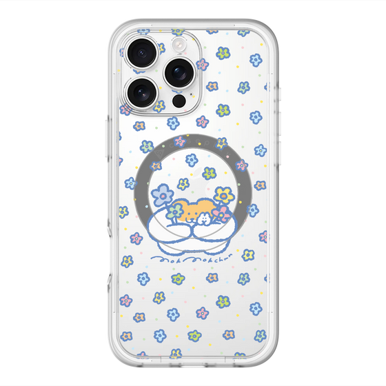 スリムプロテクションプレミアムケース with MagSafe［ もくもくちゃん - フラワー ］