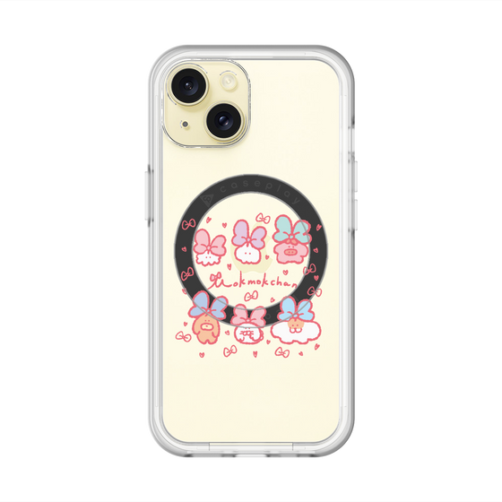 スリムプロテクションプレミアムケース with MagSafe［ もくもくちゃん - リボン ］