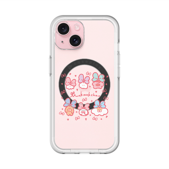 スリムプロテクションプレミアムケース with MagSafe［ もくもくちゃん - リボン ］