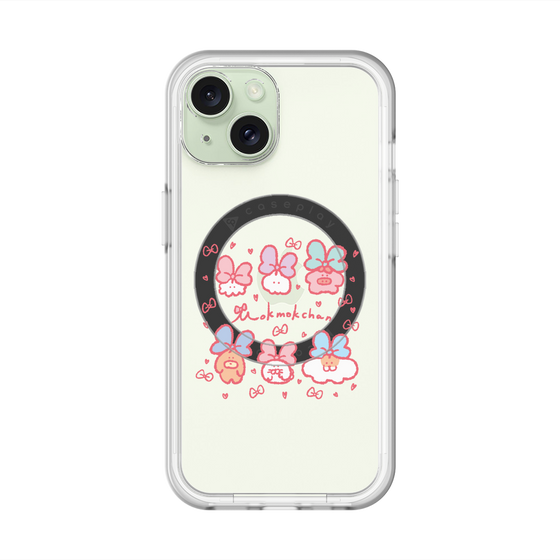 スリムプロテクションプレミアムケース with MagSafe［ もくもくちゃん - リボン ］