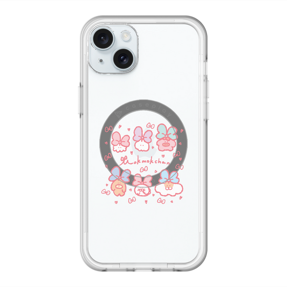 スリムプロテクションプレミアムケース with MagSafe［ もくもくちゃん - リボン ］