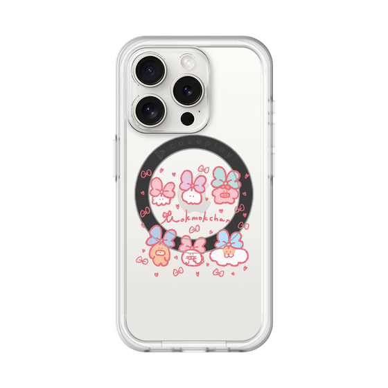 スリムプロテクションプレミアムケース with MagSafe［ もくもくちゃん - リボン ］