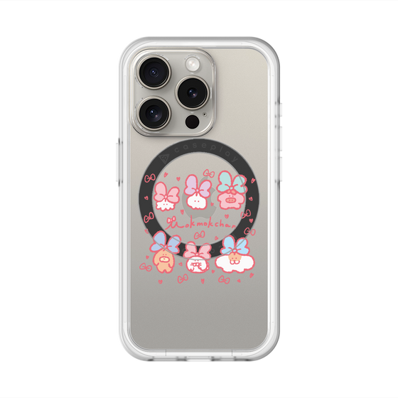 スリムプロテクションプレミアムケース with MagSafe［ もくもくちゃん - リボン ］