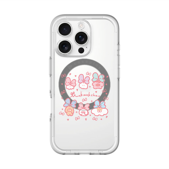 スリムプロテクションプレミアムケース with MagSafe［ もくもくちゃん - リボン ］