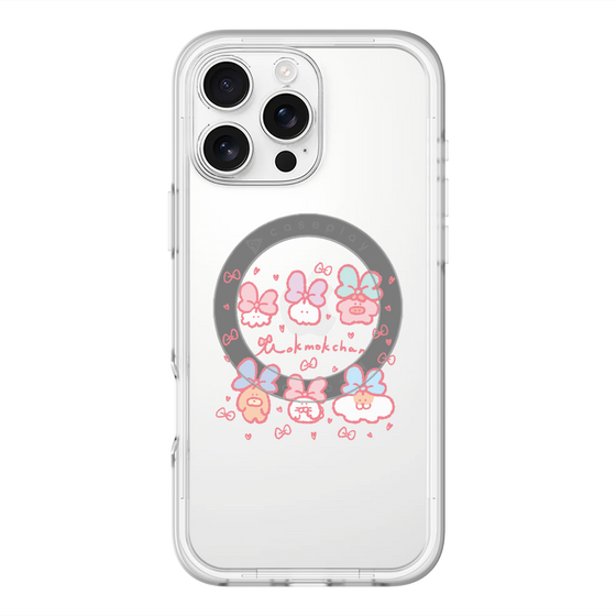 スリムプロテクションプレミアムケース with MagSafe［ もくもくちゃん - リボン ］