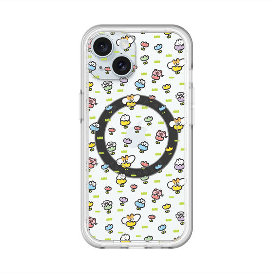 スリムプロテクションプレミアムケース with MagSafe［ もくもくちゃん - フラワー - 総柄 ］
