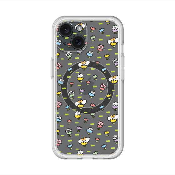 スリムプロテクションプレミアムケース with MagSafe［ もくもくちゃん - フラワー - 総柄 ］