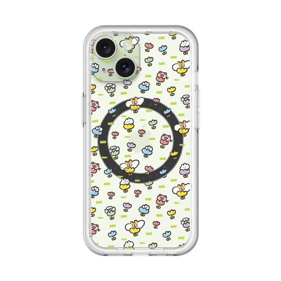 スリムプロテクションプレミアムケース with MagSafe［ もくもくちゃん - フラワー - 総柄 ］