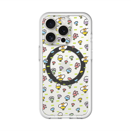 スリムプロテクションプレミアムケース with MagSafe［ もくもくちゃん - フラワー - 総柄 ］