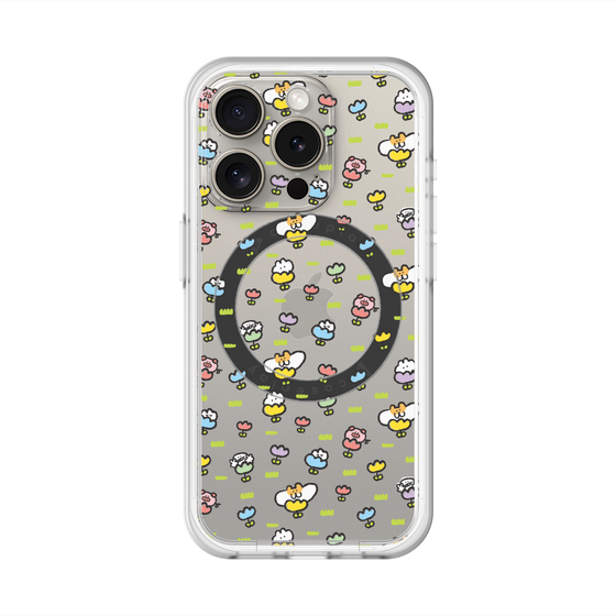 スリムプロテクションプレミアムケース with MagSafe［ もくもくちゃん - フラワー - 総柄 ］