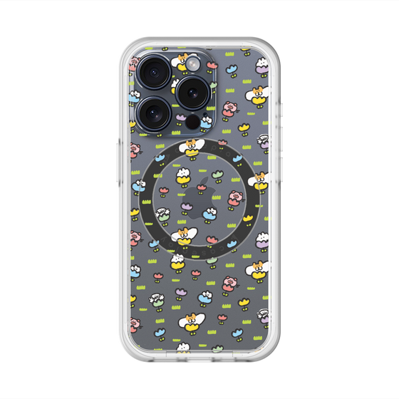 スリムプロテクションプレミアムケース with MagSafe［ もくもくちゃん - フラワー - 総柄 ］