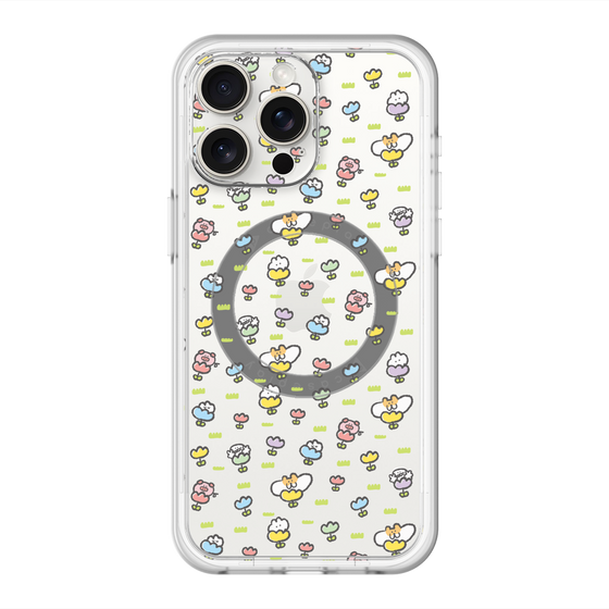 スリムプロテクションプレミアムケース with MagSafe［ もくもくちゃん - フラワー - 総柄 ］