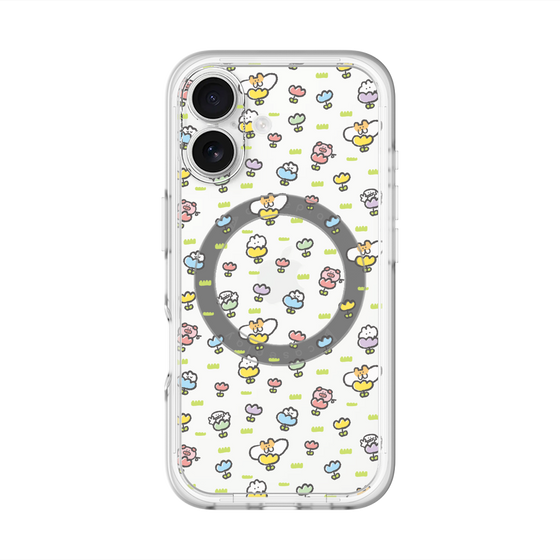 スリムプロテクションプレミアムケース with MagSafe［ もくもくちゃん - フラワー - 総柄 ］