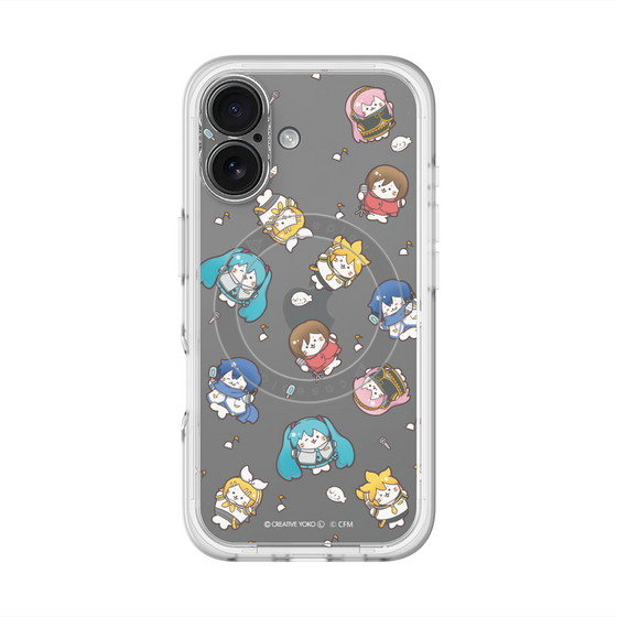 スリムプロテクションプレミアムケース with MagSafe［ しろたん×初音ミク - 総柄 - クリア ］