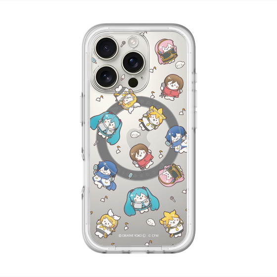 スリムプロテクションプレミアムケース with MagSafe［ しろたん×初音ミク - 総柄 - クリア ］
