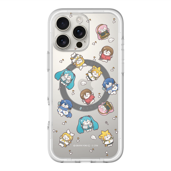スリムプロテクションプレミアムケース with MagSafe［ しろたん×初音ミク - 総柄 - クリア ］