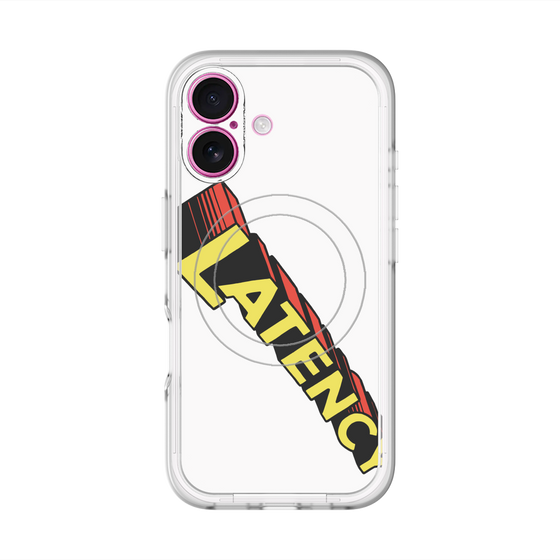 スリムプロテクションプレミアムケース with MagSafe［ LATENCY - Rock logo - White ］