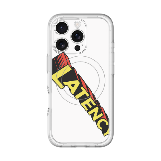 スリムプロテクションプレミアムケース with MagSafe［ LATENCY - Rock logo - White ］