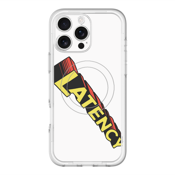 スリムプロテクションプレミアムケース with MagSafe［ LATENCY - Rock logo - White ］
