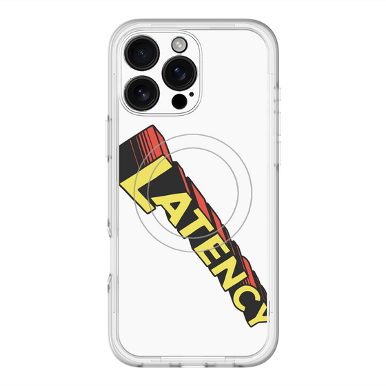スリムプロテクションプレミアムケース with MagSafe［ LATENCY - Rock logo - White ］