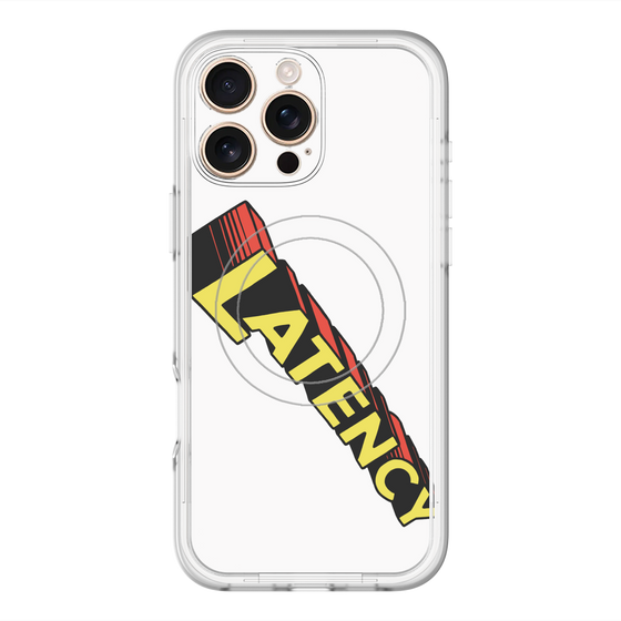 スリムプロテクションプレミアムケース with MagSafe［ LATENCY - Rock logo - White ］