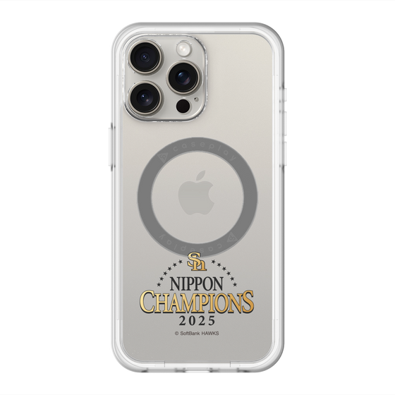 スリムプロテクションプレミアムケース with MagSafe［ 福岡ソフトバンクホークス - NIPPON CHAMPIONS 2025 ロゴ - クリア ］
