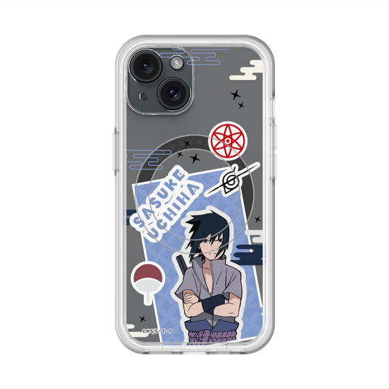 スリムプロテクションプレミアムケース with MagSafe［ NARUTO -ナルト- 疾風伝 - ステッカー - うちはサスケ ］
