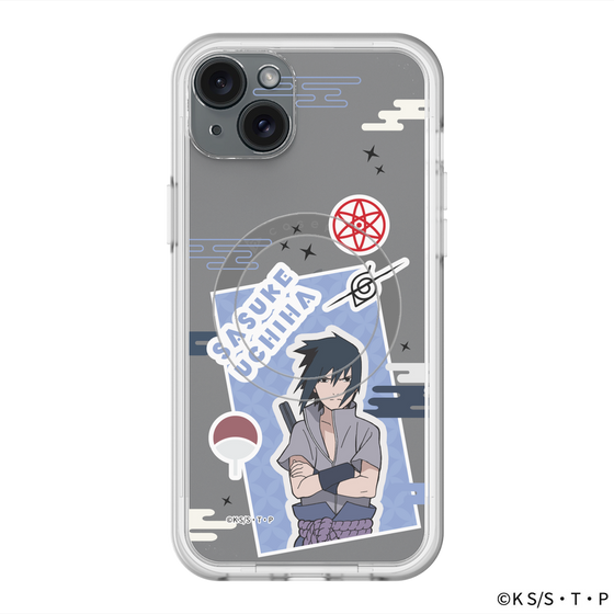 スリムプロテクションプレミアムケース with MagSafe［ NARUTO -ナルト- 疾風伝 - ステッカー - うちはサスケ ］